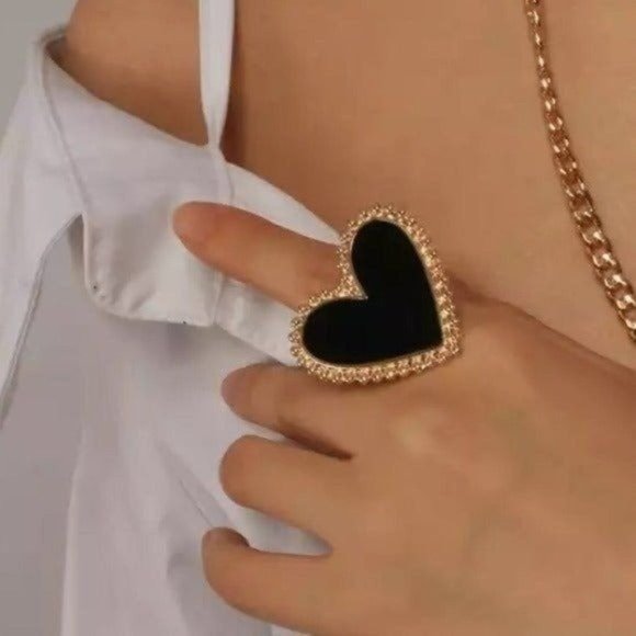 Zara Jewelry 5 Off Black Gold Heart Ring Queen Of Hearts Poshmark